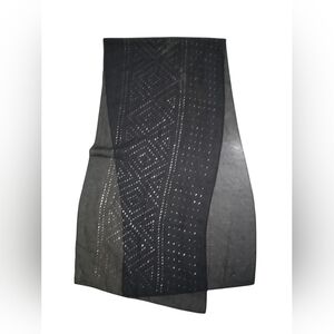 Black Sheer Metallic Scarf | Geometric Sparkle Pattern | Elegant Evening Wrap